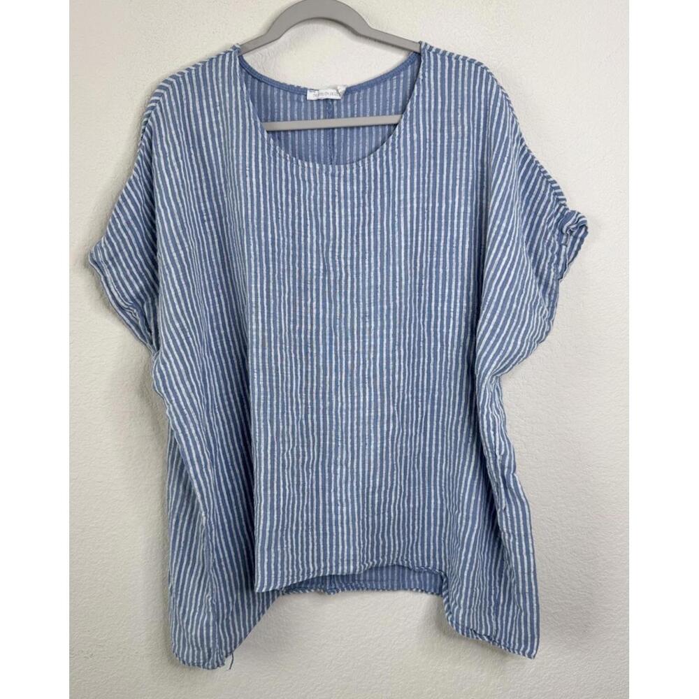 Made in Italy 100% Cotton Striped Tunic Top Boxy Oversized One Size‎ Lagenlook